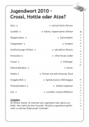 Druckfrisch: Jugendwort 2010 - Crossi, Hottie oder Atze?