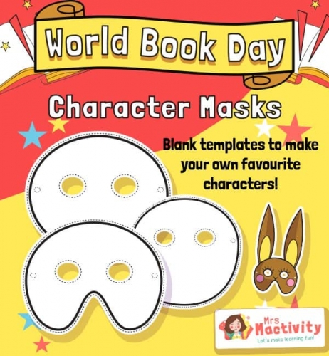 Mrs Mactivity: Buchfiguren-Masken (Bastelvorlage, sw)