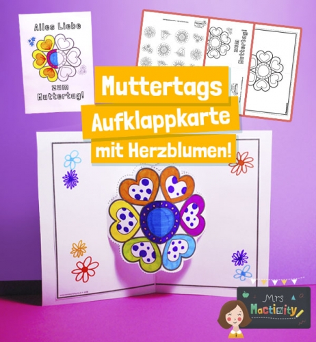 Mrs Mactivity: Muttertags-Aufklappkarte mit Herzblumen