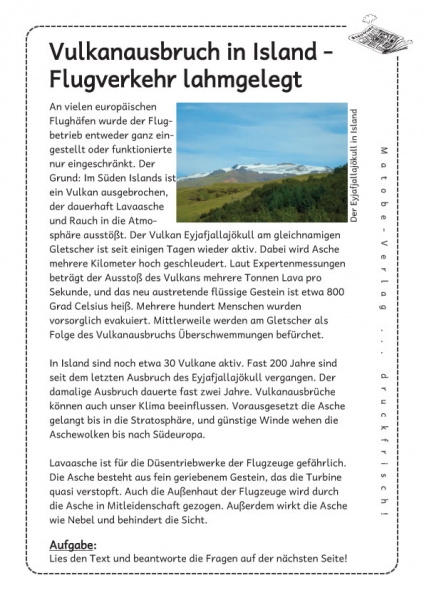 Druckfrisch: Vulkanausbruch in Island - Flugverkehr lahmgelegt
