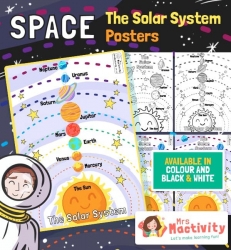 Mrs Mactivity: 3 Sonnensystem Poster (koloriert)